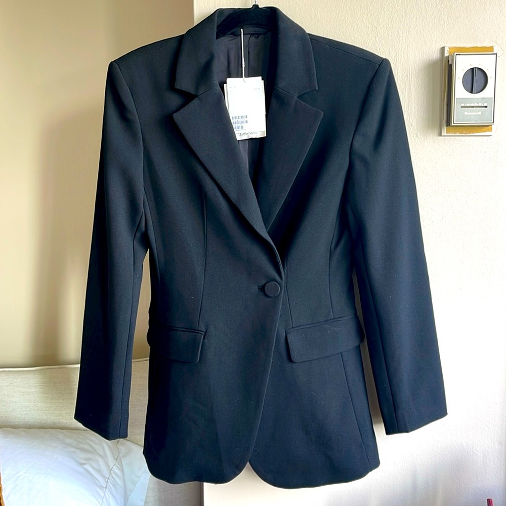 NWT And & Other Stories Strong Shoulder Asymmetrical Black Blazer